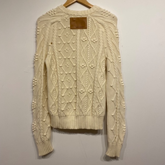 Paco Rabanne Cream Cotton Cable Knit Old Money Minimalist Sweater Size Medium - Picture 4 of 9